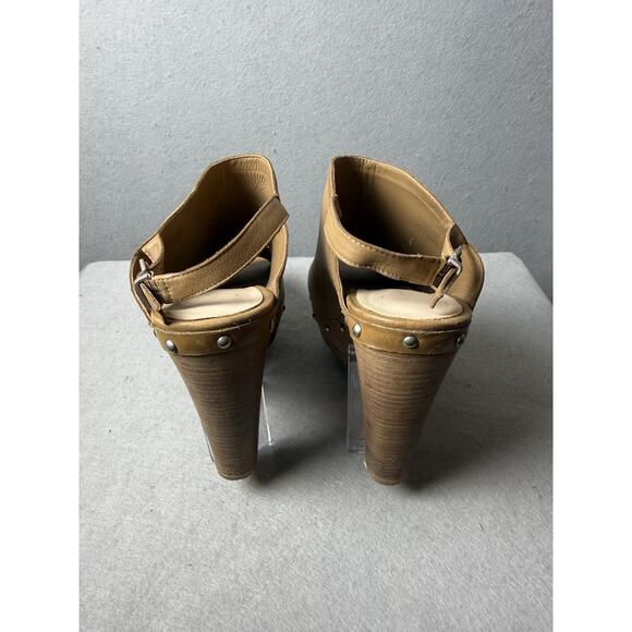 Jessica Simpson Daine Mule Clog Camel Beige Leather Studded Slingback Heel 8.5 - Picture 10 of 14